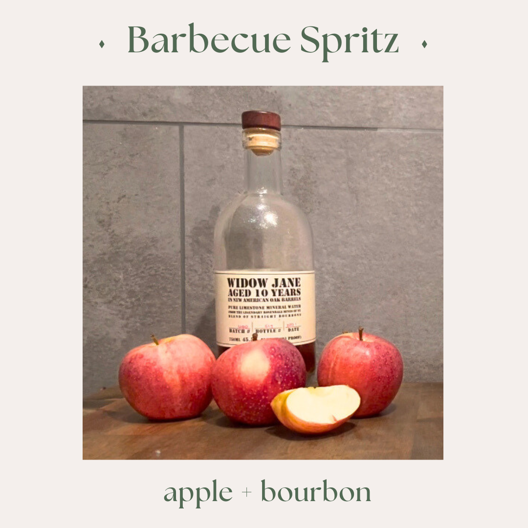 Spray Blender showing an all natural BBQ cooking spray with bourbon and apple