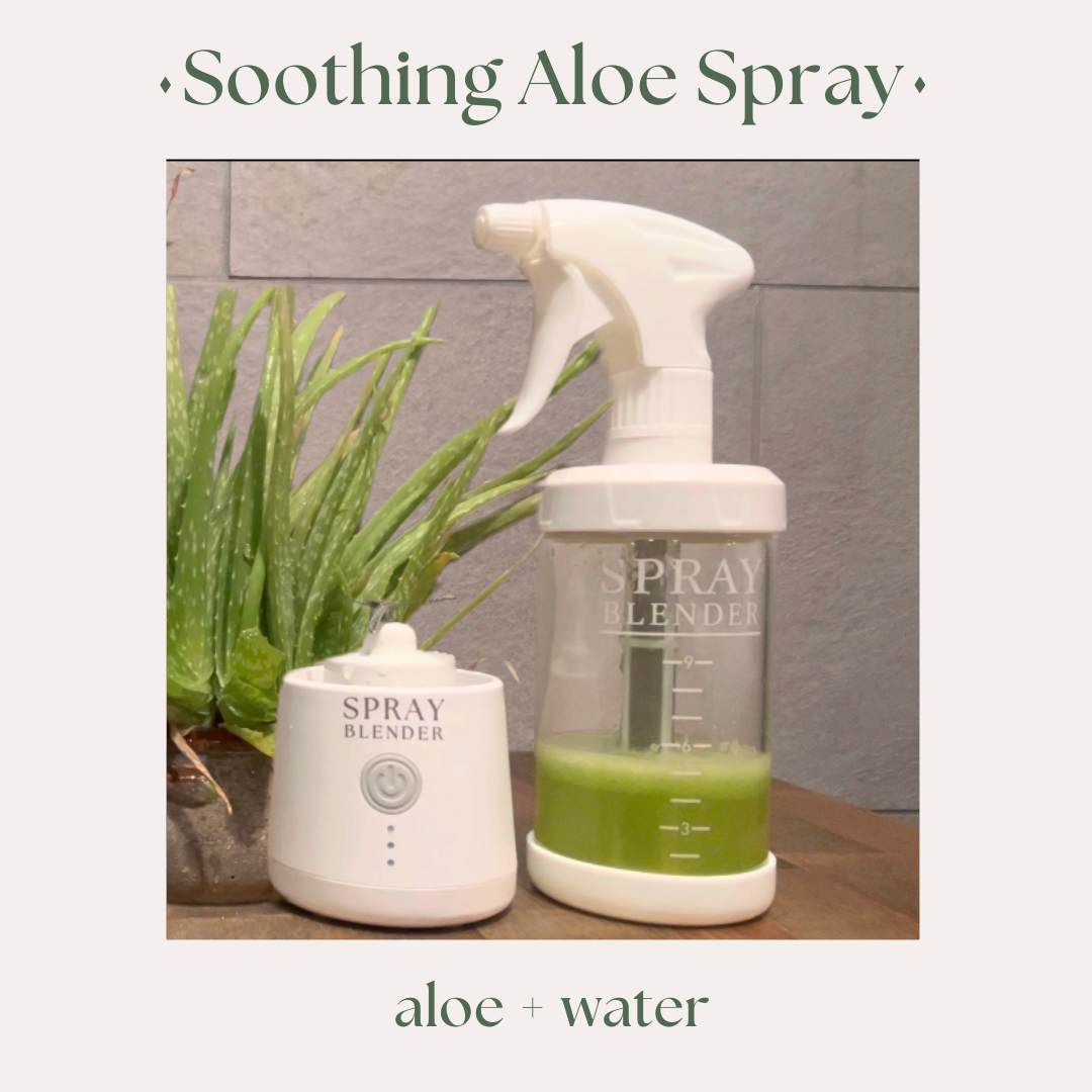 Spray Blender being shown with an organic soothing aloe spray