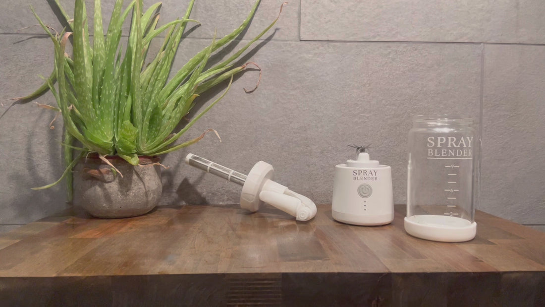 Aloe Soothing Spray using the Spray Blender for an organic made sunburn soother